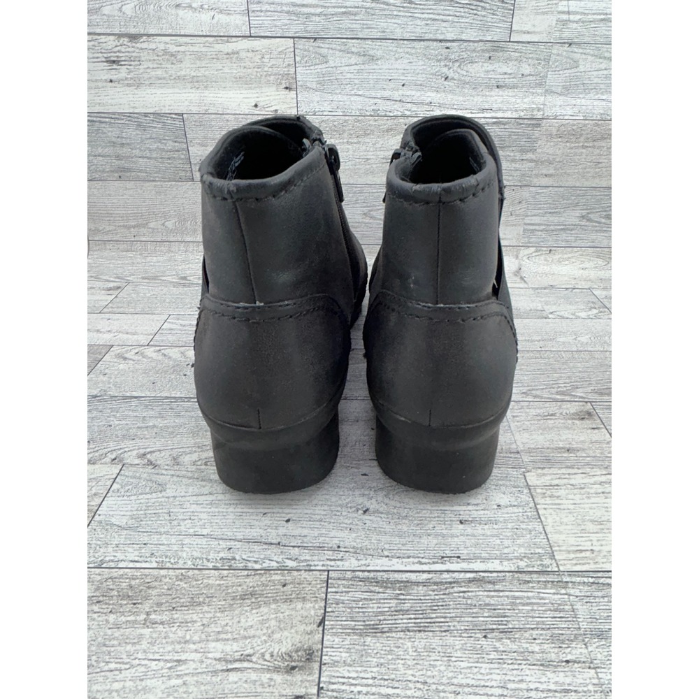Clarks Cloudsteppers Sillian Tino Black Ankle Boots Womens 11 M Low Wedge Zip - Picture 7 of 13